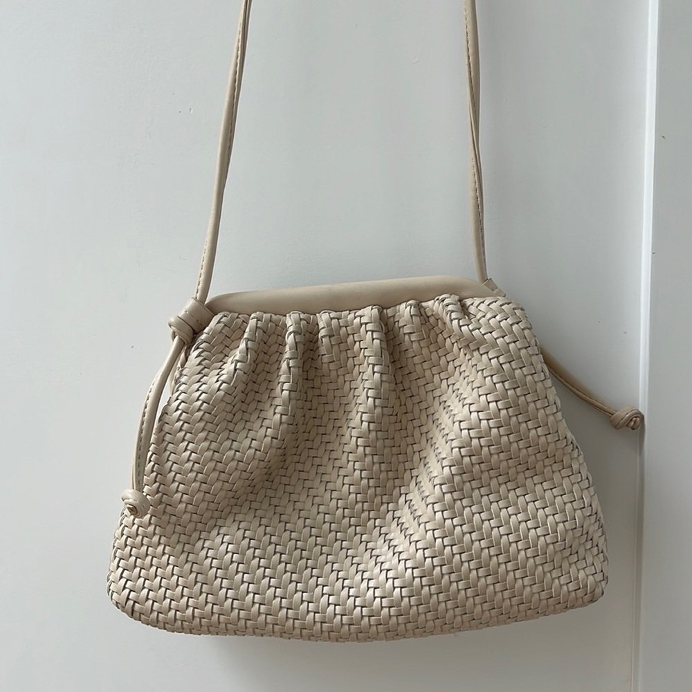 Braided genuine leather Anthropologie satchel shoulder purse